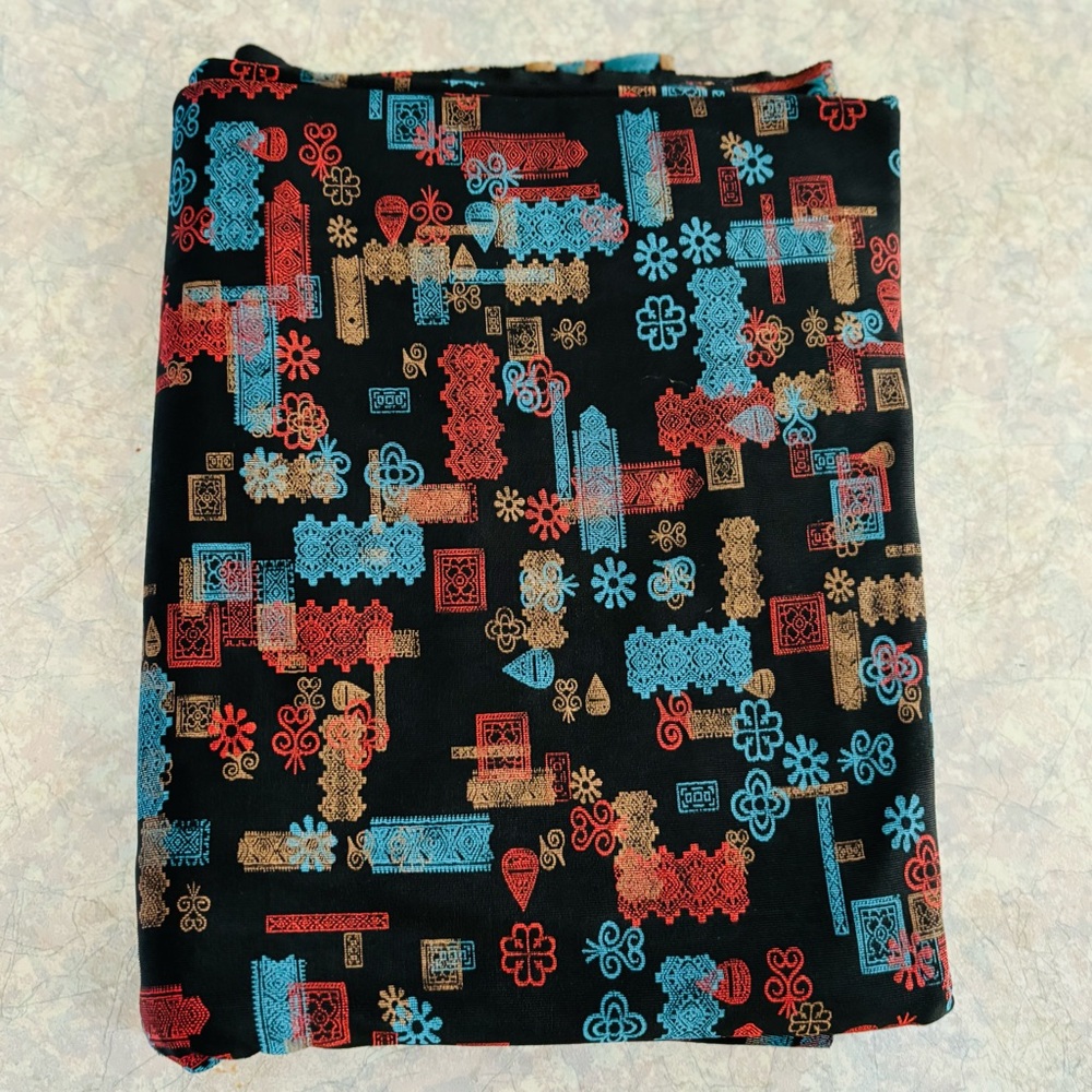 90's Asian Pattern Lightweight Polyester Knit Fabric - 45" wide - 85" long